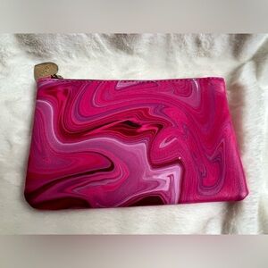 Ipsy Makeup Bag in Pink and Purple Swirl with Chocolate Brown Heart Zipper Pull